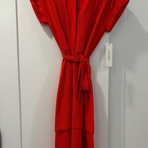 Calvin Klein Vibrant Red Dress with Tie